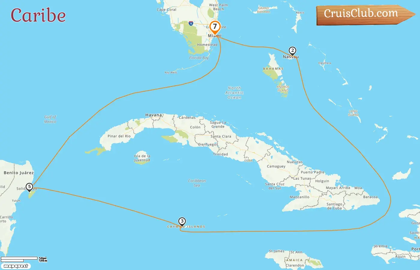 Crucero por el Caribe desde Miami a bordo del barco Celebrity Xcel con visitas a EE. UU., Bahamas, Islas Caimán y México durante 7 días