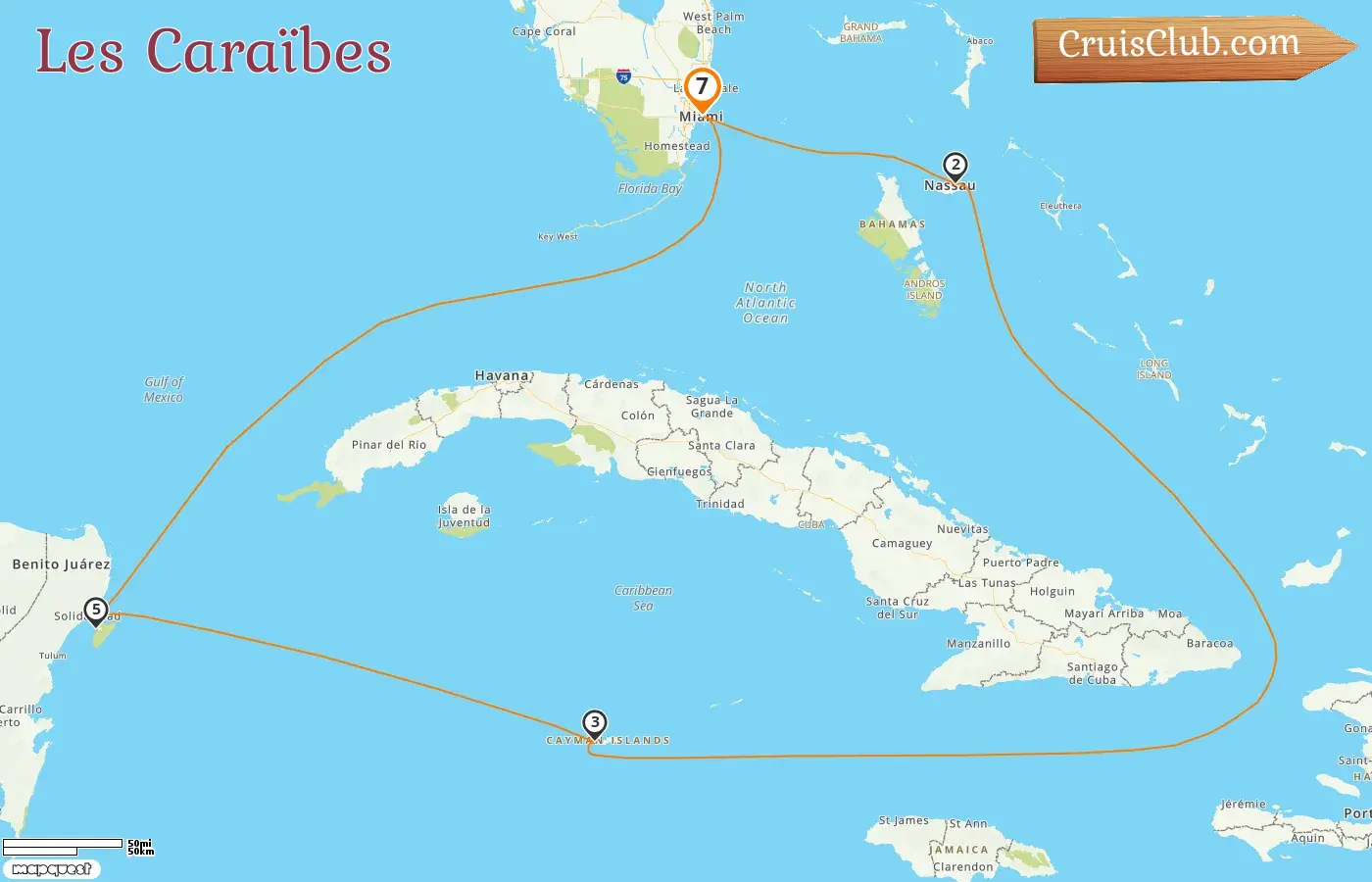 Croisière dans les Caraïbes au départ de Miami à bord du navire Celebrity Xcel avec des visites aux États-Unis, aux Bahamas, aux îles Caïmans et au Mexique pendant 7 jours