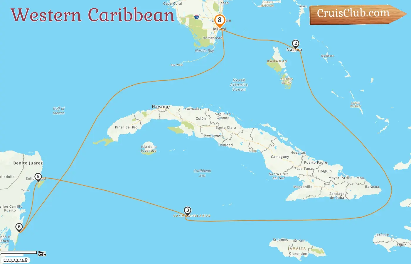 Cruise in the Western Caribbean from Miami aboard Celebrity Xcel ship with visits to USA, Bahamas, Cayman Islands, and Mexico for 8 days