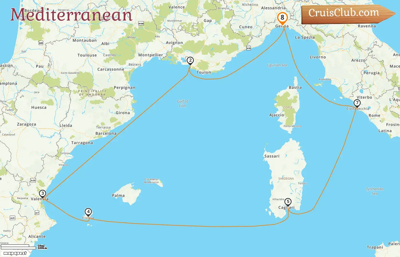 Cruise in the Mediterranean from Genoa aboard MSC Musica ship with visits to Italy, France, and Spain for 8 days