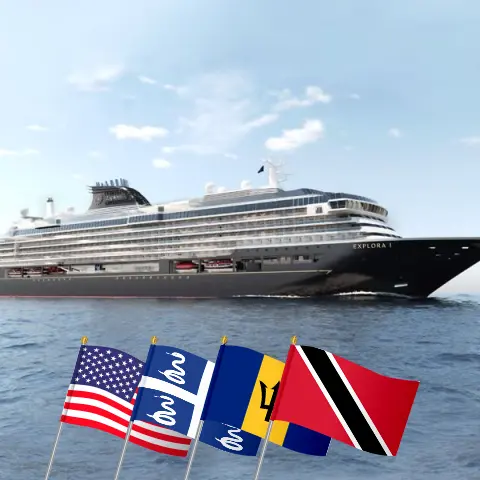 Cruise in the Eastern Caribbean from Miami aboard EXPLORA I ship with visits to USA, Puerto Rico, Martinique, Saint Vincent and the Grenadines, Barbados, and Trinidad and Tobago for 18 days