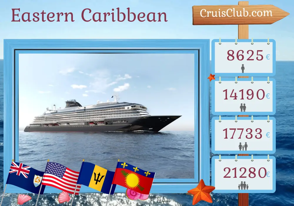 Kreuzfahrt in der östlichen Karibik ab Saint John an Bord des Schiffes EXPLORA I mit Besuchen in Puerto Rico, Saint Barthélemy, USA, Dominikanische Republik, Barbados und Guadeloupe für 16 Tage