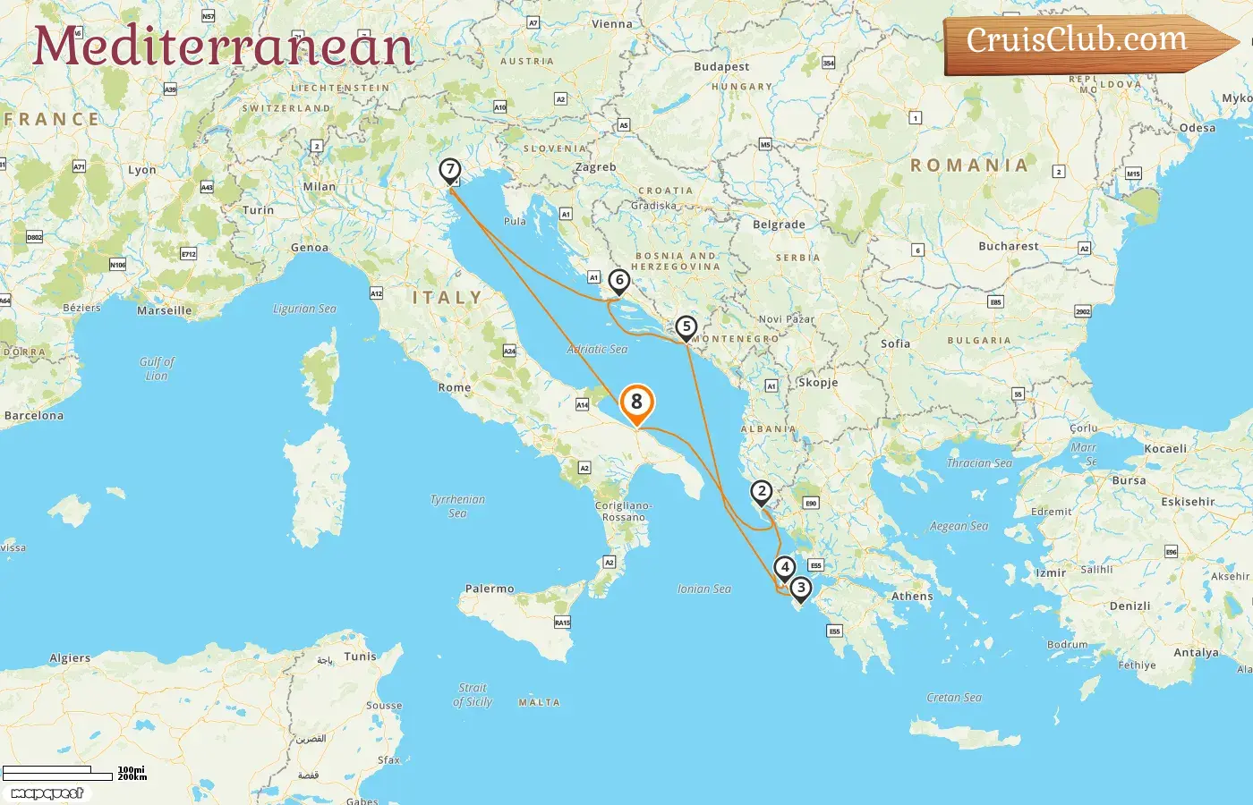 Cruise in the Mediterranean from Bari aboard Costa Deliziosa ship with visits to Italy, Greece, and Croatia for 8 days