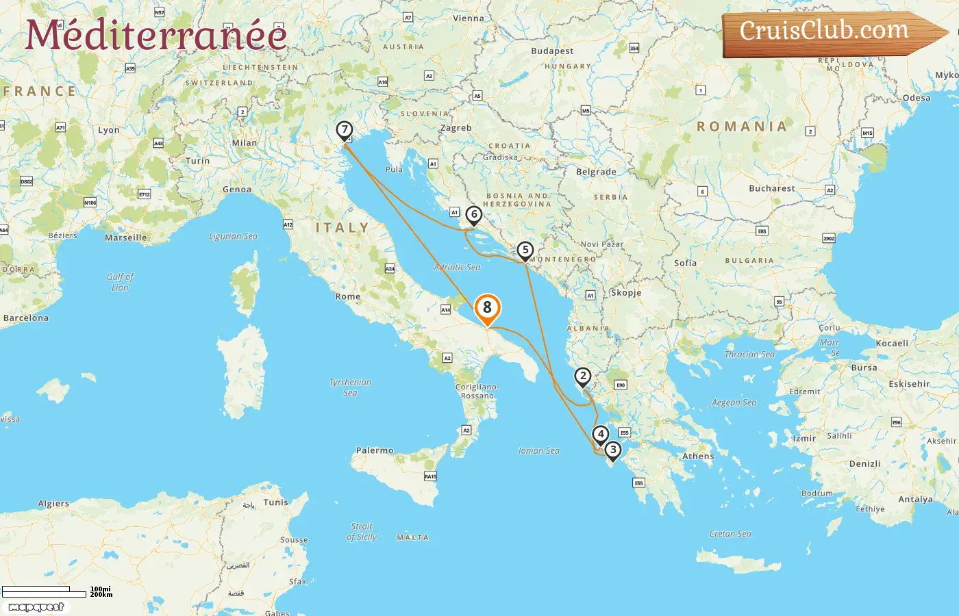Croisière en Méditerranée au départ de Bari à bord du navire Costa Deliziosa avec des visites en Italie, en Grèce et en Croatie pendant 8 jours