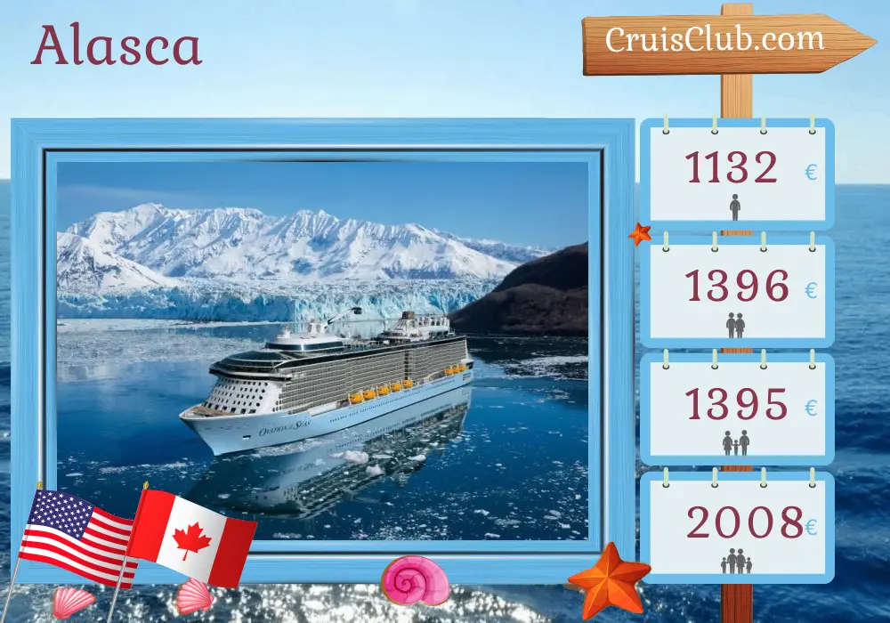 Cruzeiro no Alasca de Anchorage / Anchorage para Vancouver a bordo do navio Ovation of the Seas com visitas aos Estados Unidos e Canadá por 8 dias