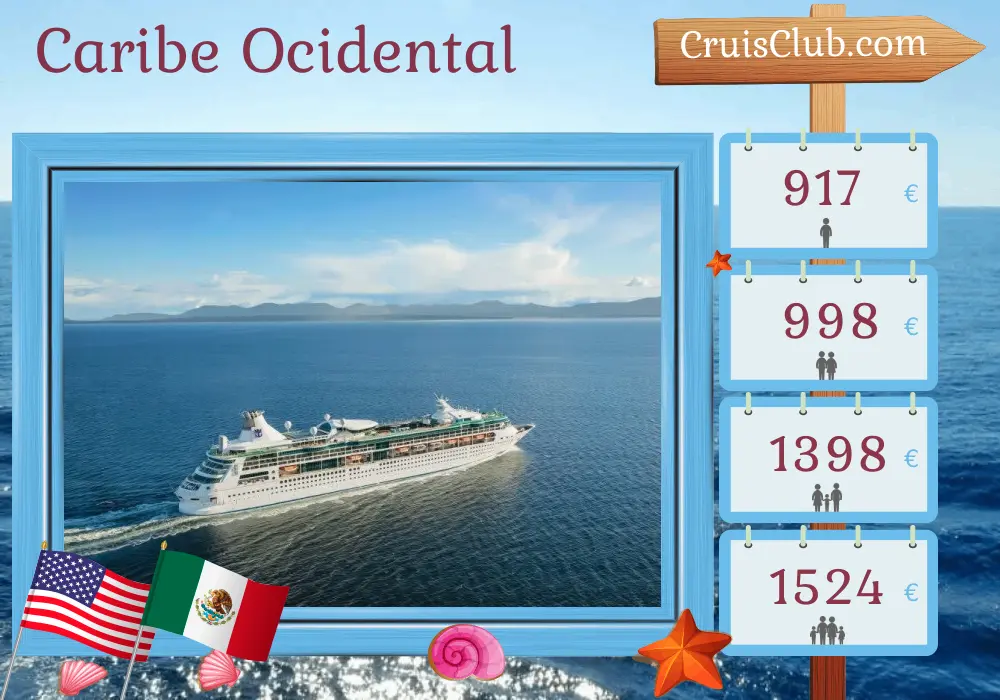 Cruzeiro no Caribe Ocidental desde Tampa a bordo do navio Rhapsody of the Seas com visitas aos Estados Unidos, México e Honduras por 8 dias