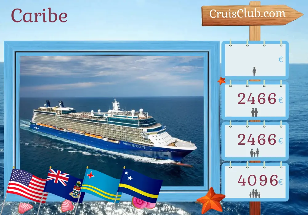 Crucero por el Caribe desde Fort Lauderdale a bordo del barco Celebrity Silhouette con visitas a EE. UU., Islas Caimán, Aruba y Curazao durante 9 días
