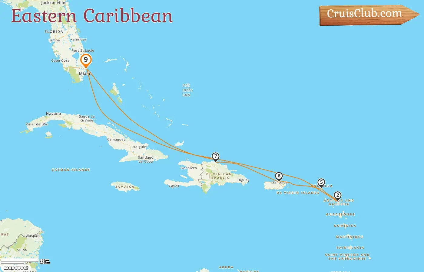 Cruise in the Eastern Caribbean from Fort Lauderdale aboard Celebrity Eclipse ship with visits to USA, Puerto Rico, and Dominican Republic for 9 days