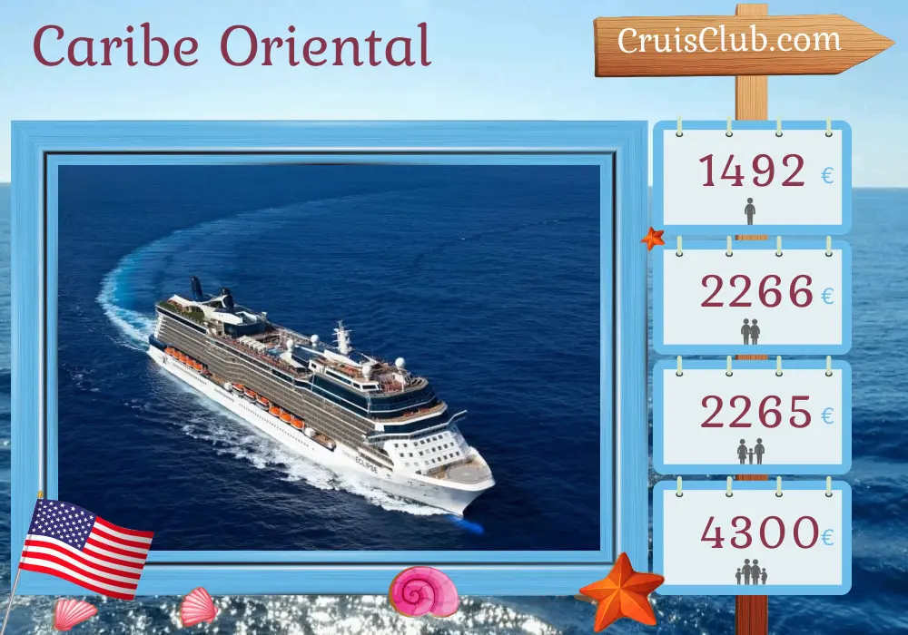 Crucero por el Caribe Oriental desde Fort Lauderdale a bordo del barco Celebrity Eclipse con visitas a Estados Unidos, Puerto Rico y República Dominicana durante 9 días