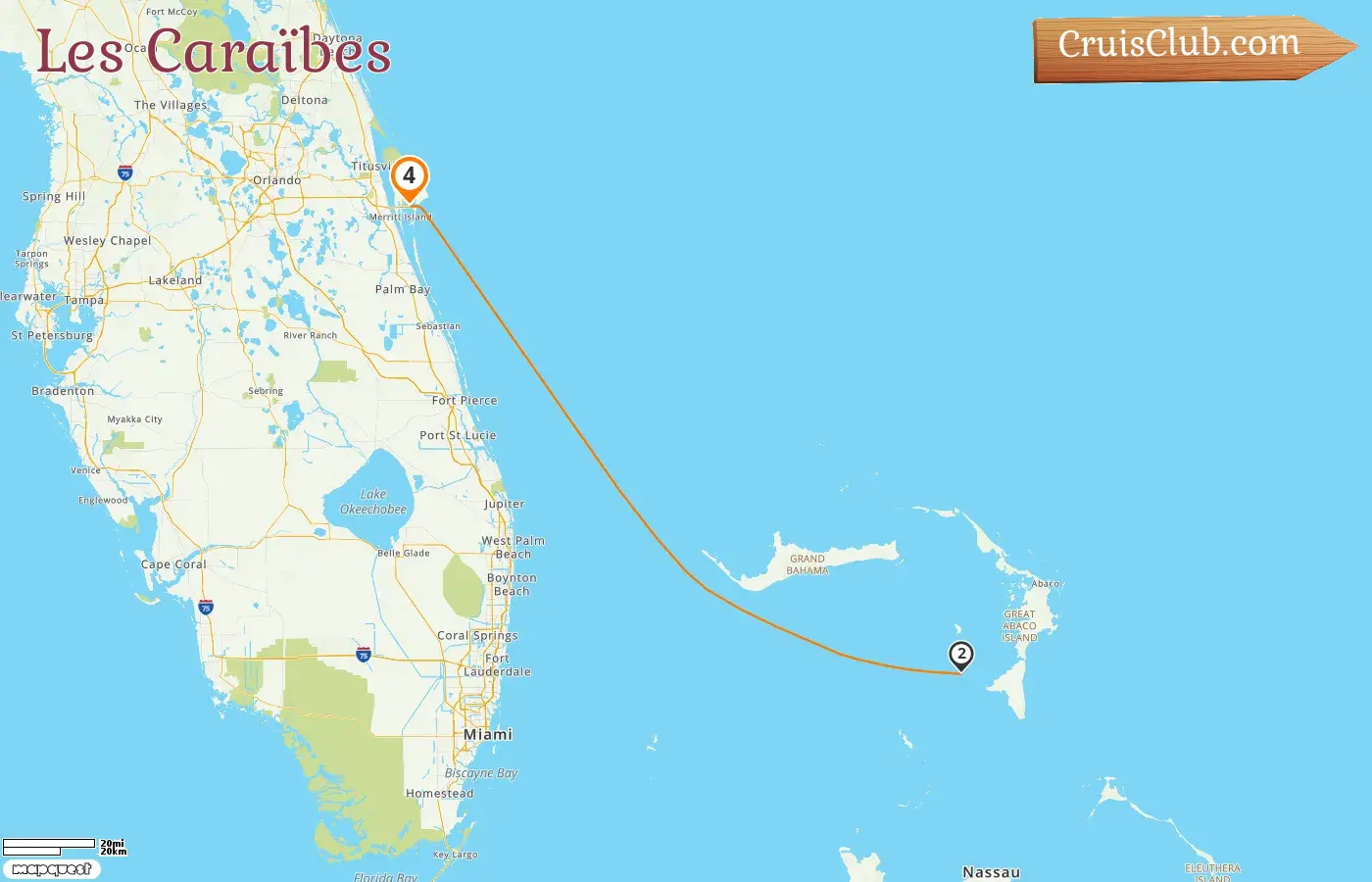 Croisière dans les Caraïbes au départ de Port Canaveral / Orlando à bord du navire Disney Fantasy avec escales aux États-Unis et aux Bahamas pendant 4 jours