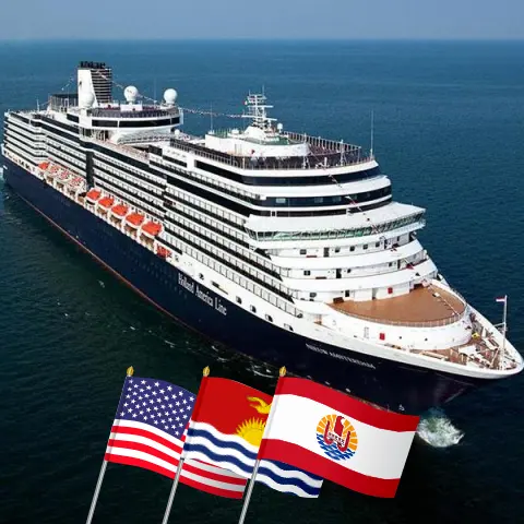 Cruise in the South Pacific from San Diego aboard Nieuw Amsterdam ship with visits to USA, Kiribati, and French Polynesia for 36 days