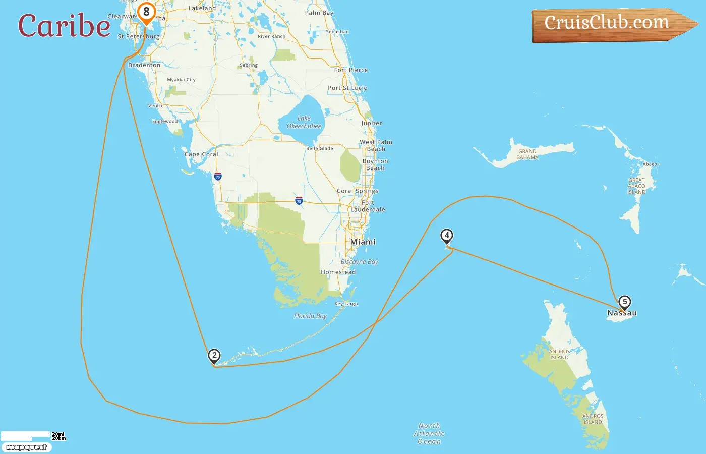 Crucero por el Caribe desde Tampa a bordo del barco Celebrity Constellation con visitas a EE. UU. y Bahamas por 8 días