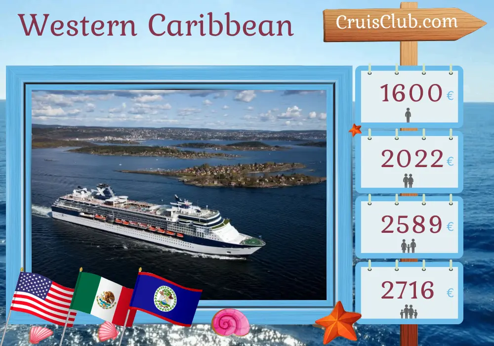 Cruise in the Western Caribbean from Tampa aboard Celebrity Constellation ship with visits to USA, Mexico, and Belize for 8 days