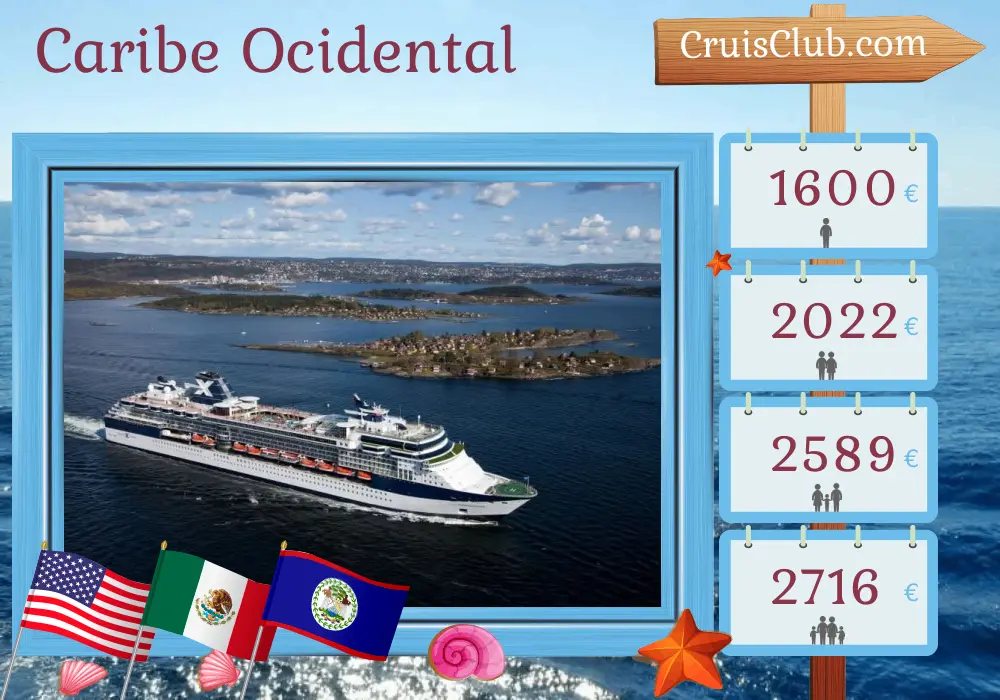 Cruzeiro no Caribe Ocidental a partir de Tampa a bordo do navio Celebrity Constellation com visitas aos EUA, México e Belize por 8 dias