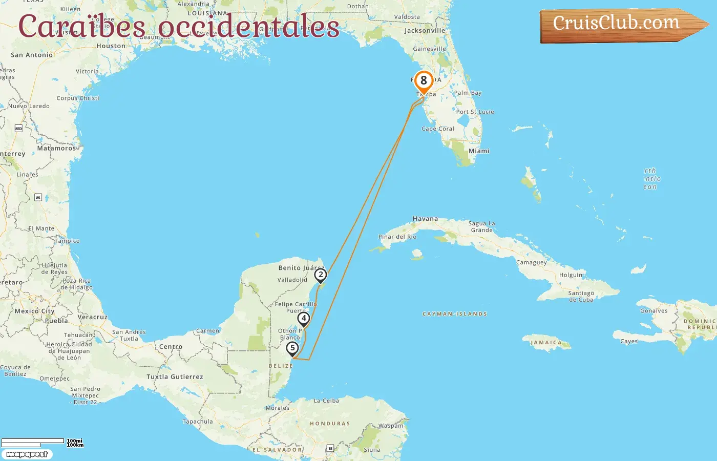 Croisière dans les Caraïbes occidentales au départ de Tampa à bord du navire Celebrity Constellation avec des escales aux États-Unis, au Mexique et au Belize pendant 8 jours