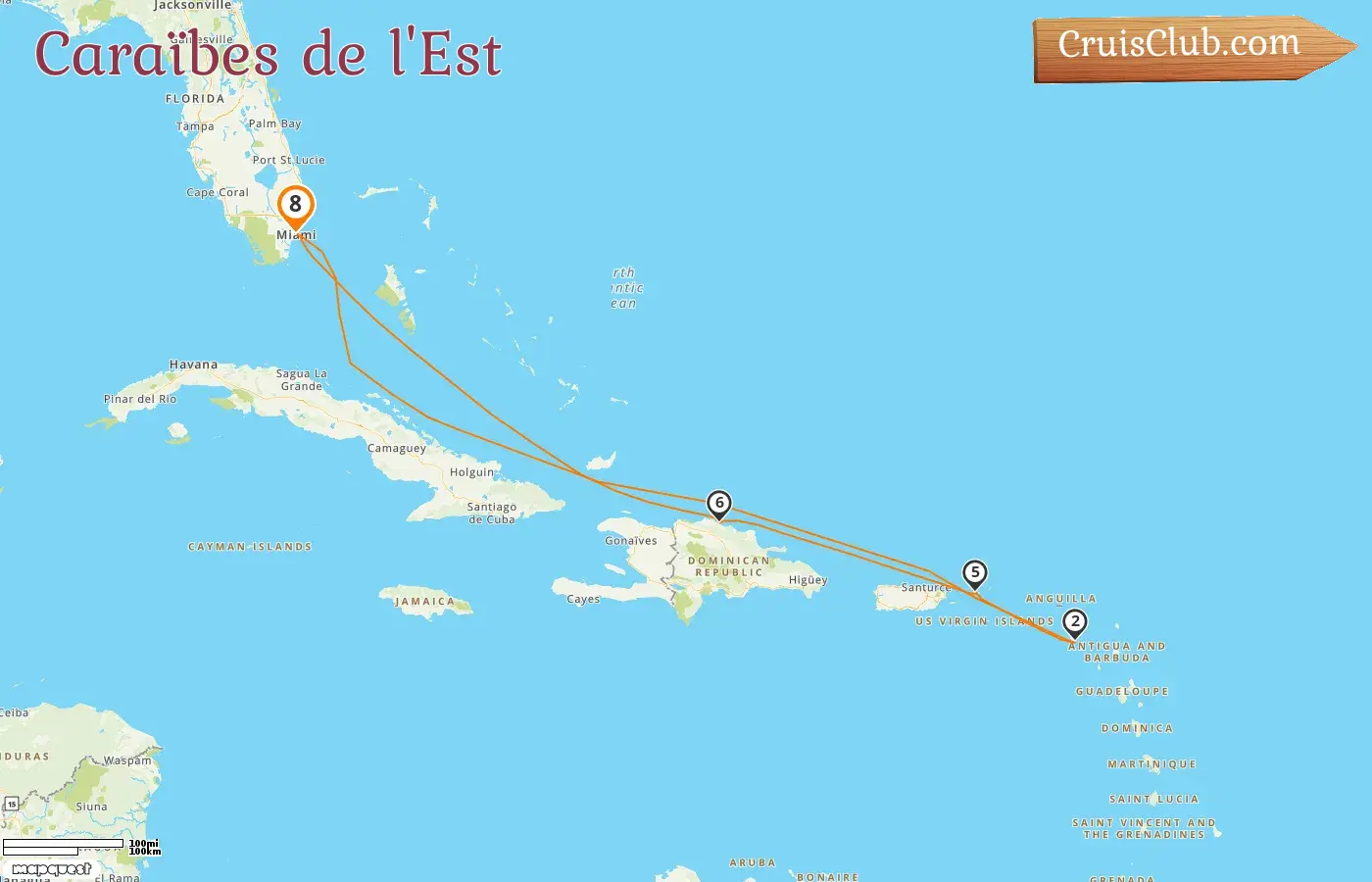 Croisière dans les Caraïbes de l`Est au départ de Miami à bord du navire Célébrity Beyond avec des escales aux États-Unis et en République dominicaine pendant 8 jours