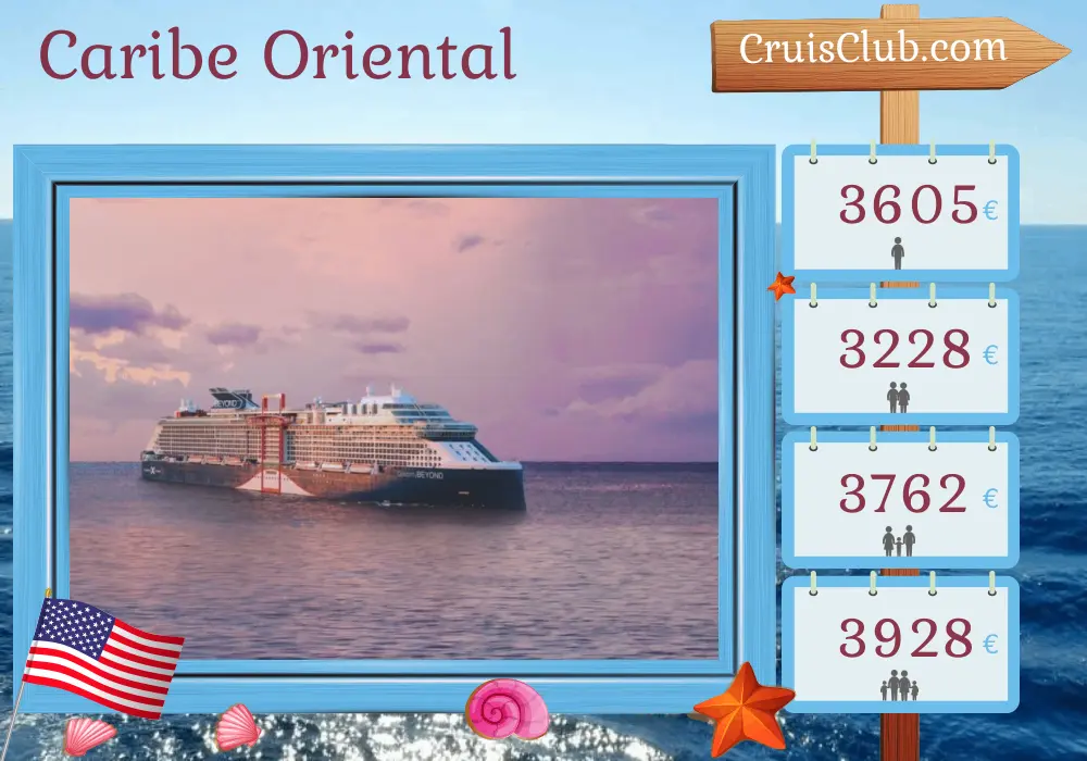 Crucero por el Caribe Oriental desde Miami a bordo del barco Celebrity Beyond con visitas a Estados Unidos y República Dominicana durante 8 días