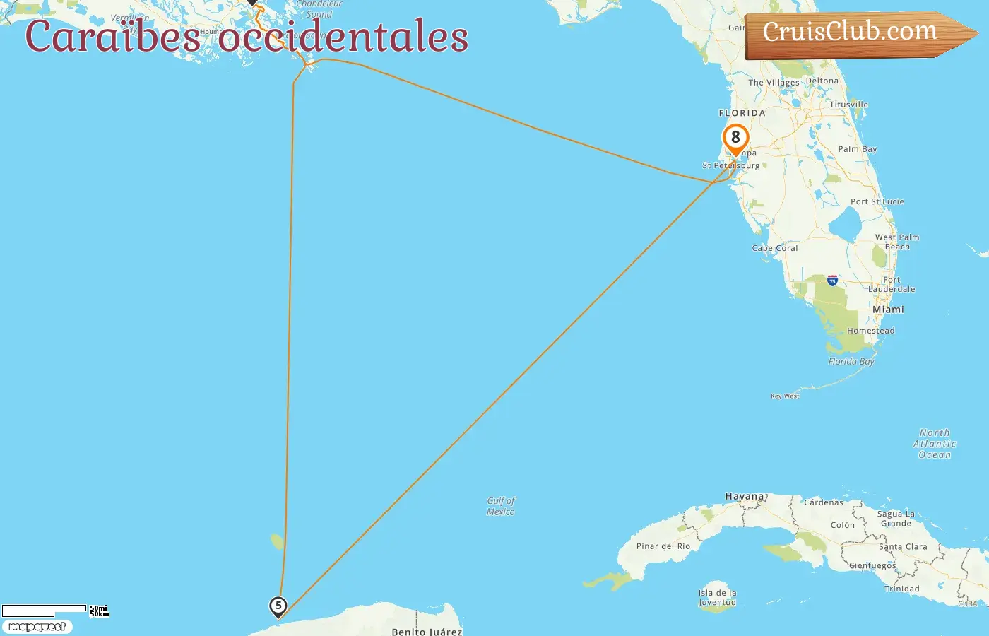 Croisière dans les Caraïbes occidentales au départ de Tampa à bord du navire Celebrity Constellation avec escales aux États-Unis et au Mexique pendant 8 jours