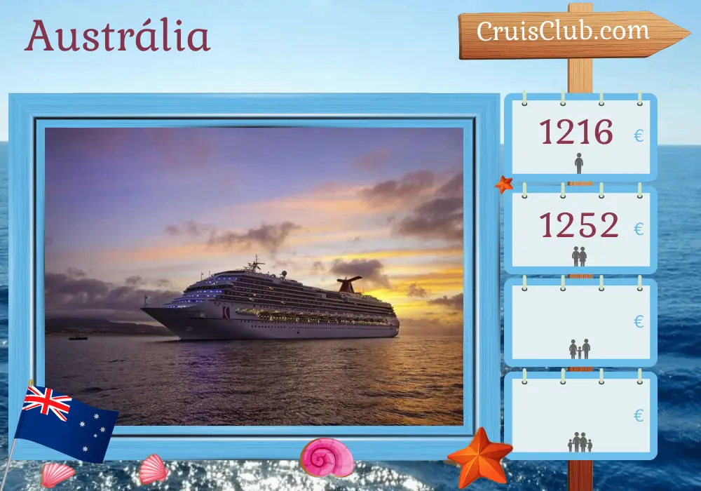 Cruzeiro na Austrália saindo de Sydney a bordo do navio Carnival Splendor com visitas à Austrália por 10 dias