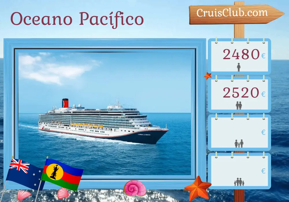Cruzeiro no Sul do Pacífico partindo de Brisbane a bordo do navio Carnival Luminosa com visitas à Austrália, Vanuatu e Nova Caledônia por 9 dias