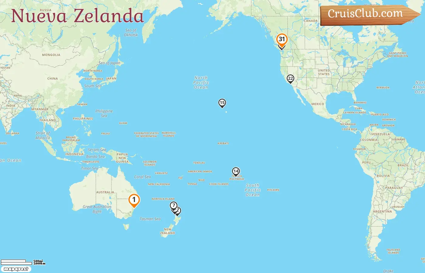 Crucero desde Sídney a Vancouver a bordo del barco Discovery Princess con visitas a Australia, Nueva Zelanda, Polinesia Francesa, Estados Unidos y Canadá durante 31 días