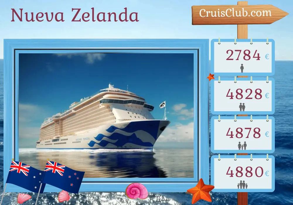 Crucero por Nueva Zelanda desde Sídney a bordo del barco Discovery Princess con visitas a Australia y Nueva Zelanda durante 15 días