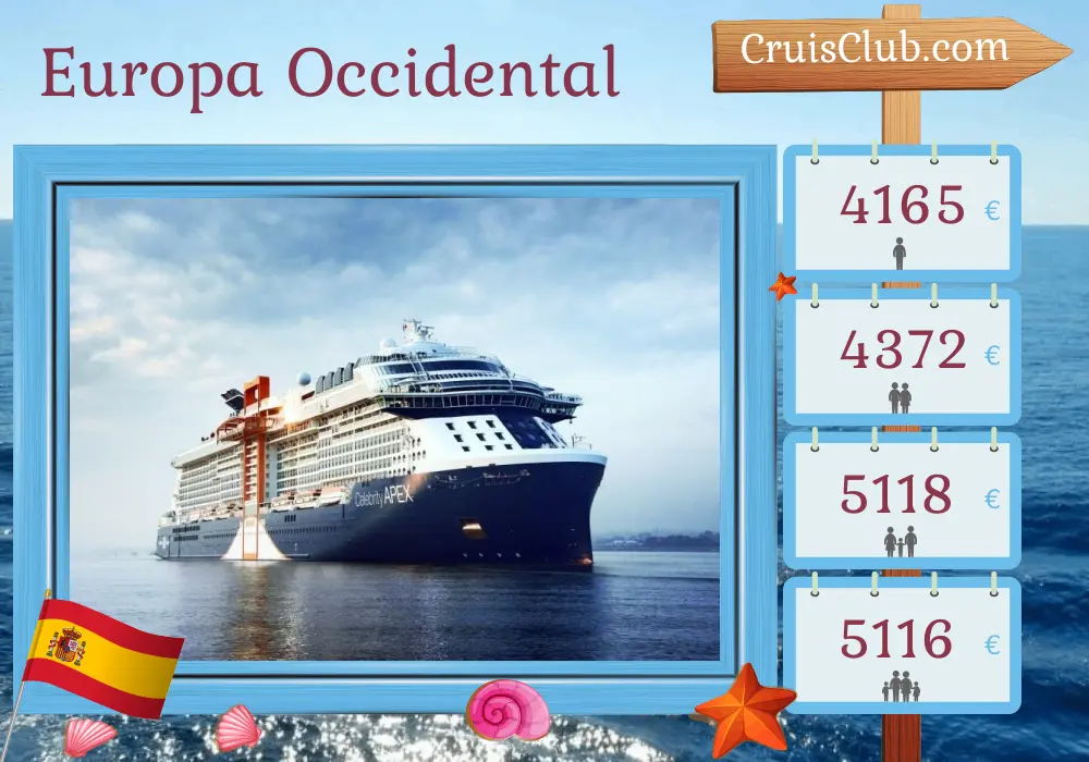 Crucero por Europa Occidental desde Southampton a bordo del barco Celebrity Apex con visitas a España durante 12 días