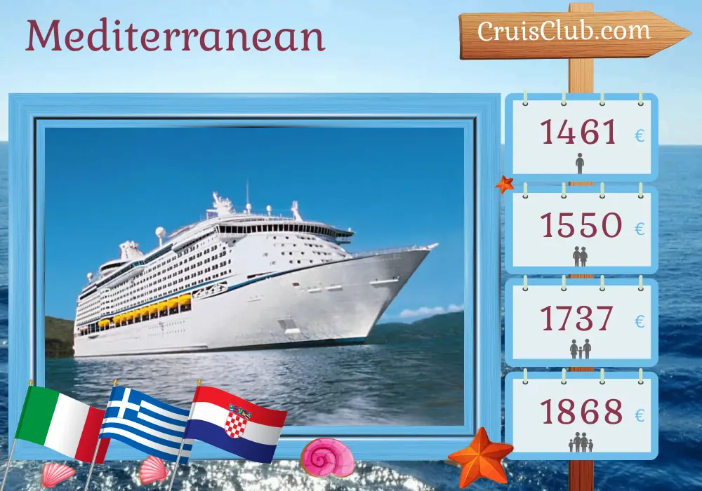 Cruise in the Mediterranean from Ravenna aboard Explorer of the Seas ship with visits to Italy, Greece, and Croatia for 8 days