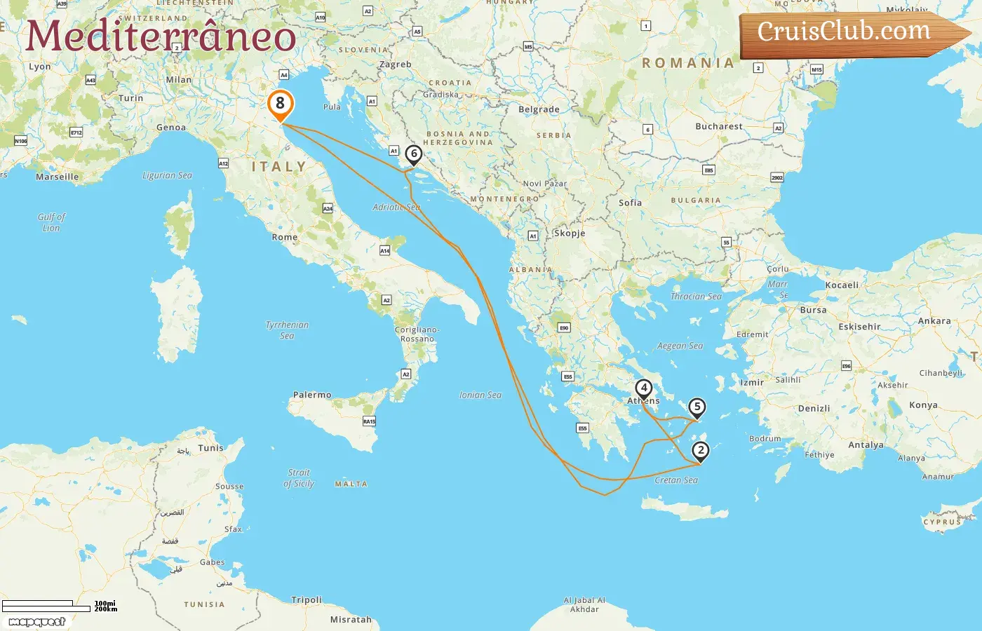 Cruzeiro no Mediterrâneo partindo de Ravenna a bordo do navio Explorer of the Seas com visitas à Itália, Grécia e Croácia por 8 dias