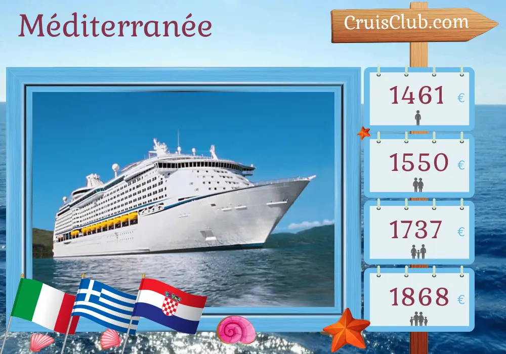 Croisière en Méditerranée au départ de Ravenne à bord du navire Explorer of the Seas avec des escales en Italie, en Grèce et en Croatie pendant 8 jours