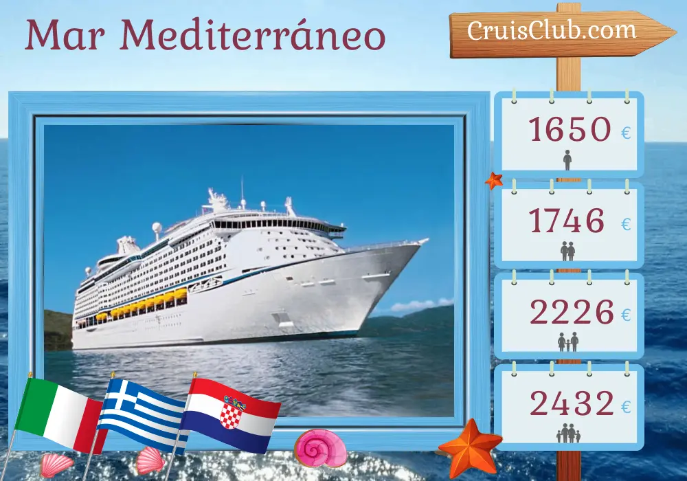 Crucero por el Mediterráneo desde Ravenna a bordo del barco Explorer of the Seas con visitas a Italia, Grecia y Croacia durante 8 días
