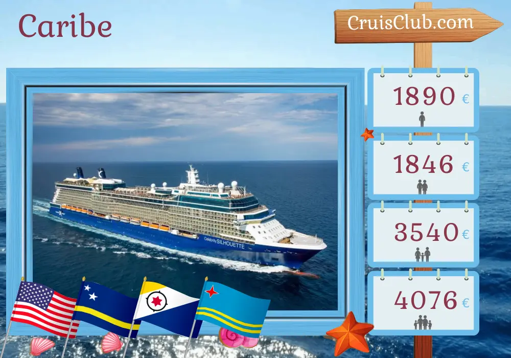 Cruzeiro no Caribe de Boston a Fort Lauderdale a bordo do navio Celebrity Silhouette com visitas aos EUA, Curaçao e Aruba por 11 dias