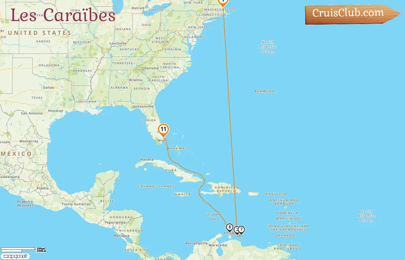 Croisière dans les Caraïbes de Boston à Fort Lauderdale à bord du navire Celebrity Silhouette avec des escales aux États-Unis, à Curaçao et à Aruba pendant 11 jours