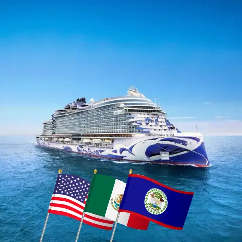 Cruise in the Western Caribbean from Galveston aboard Norwegian Viva ship with visits to USA, Mexico, Belize, and Honduras for 8 days