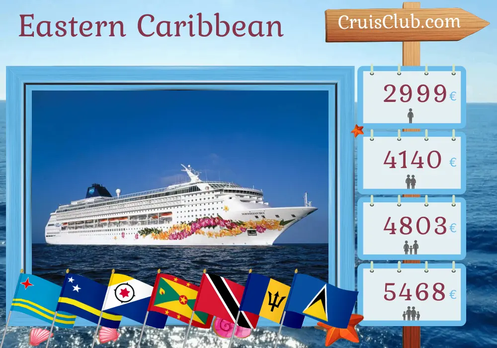 Kreuzfahrt in der östlichen Karibik ab La Romana an Bord des Schiffes Norwegian Sky mit Besuchen in Aruba, Curaçao, Grenada, Trinidad und Tobago, Barbados, Saint Lucia und den Britischen Jungferninseln für 13 Tage