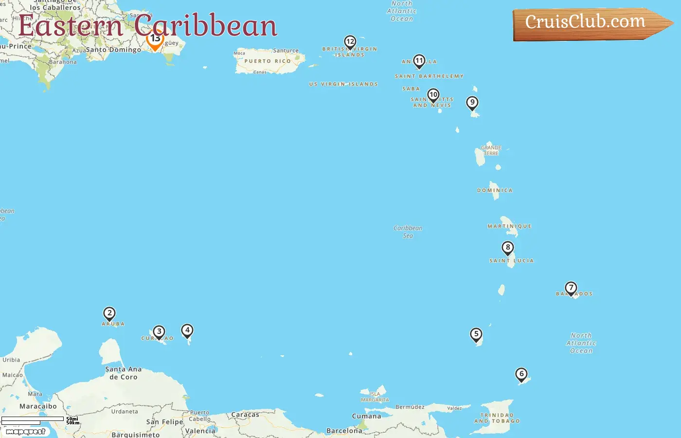 Kreuzfahrt in der östlichen Karibik ab La Romana an Bord des Schiffes Norwegian Sky mit Besuchen in Aruba, Curaçao, Grenada, Trinidad und Tobago, Barbados, Saint Lucia und den Britischen Jungferninseln für 13 Tage