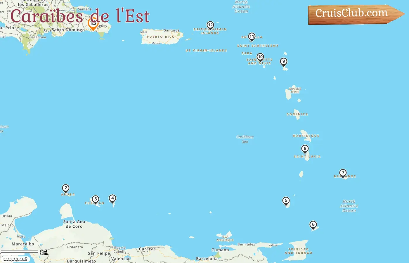 Croisière dans les Caraïbes orientales au départ de La Romana à bord du navire Norwegian Sky avec escales à Aruba, Curaçao, Grenade, Trinité-et-Tobago, la Barbade, Sainte-Lucie et les îles Vierges britanniques pour 13 jours