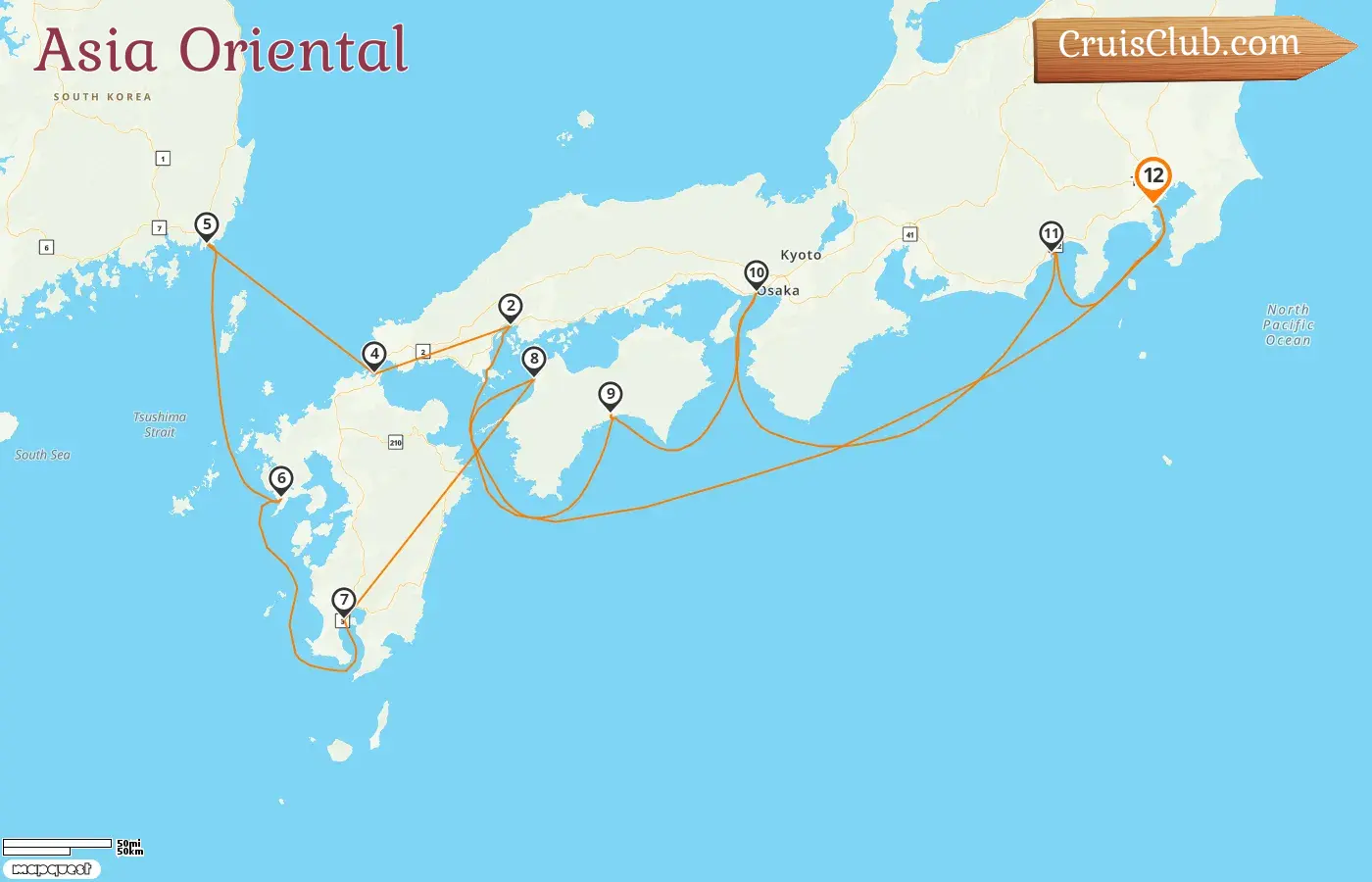 Crucero en el Este de Asia desde Yokohama a bordo del barco Diamond Princess con visitas a Japón y Corea del Sur durante 12 días