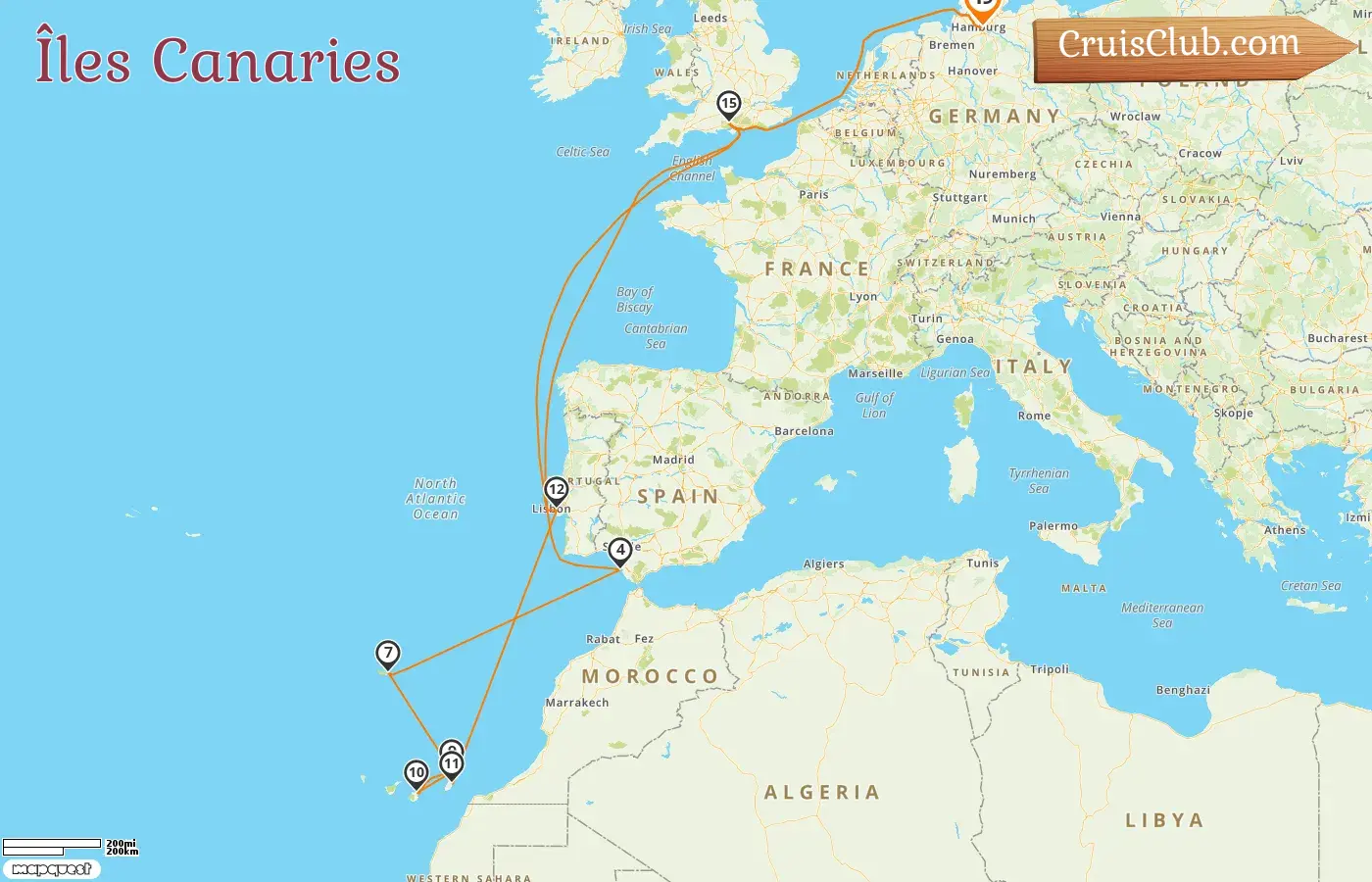Croisière dans les îles Canaries depuis Hambourg à bord du Queen Anne avec des escales en Allemagne, en Espagne et au Portugal pendant 19 jours