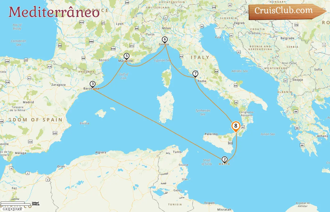 Cruzeiro no Mediterrâneo de Messina a bordo do navio MSC World Asia com visitas à Itália, Malta, Espanha e França por 8 dias