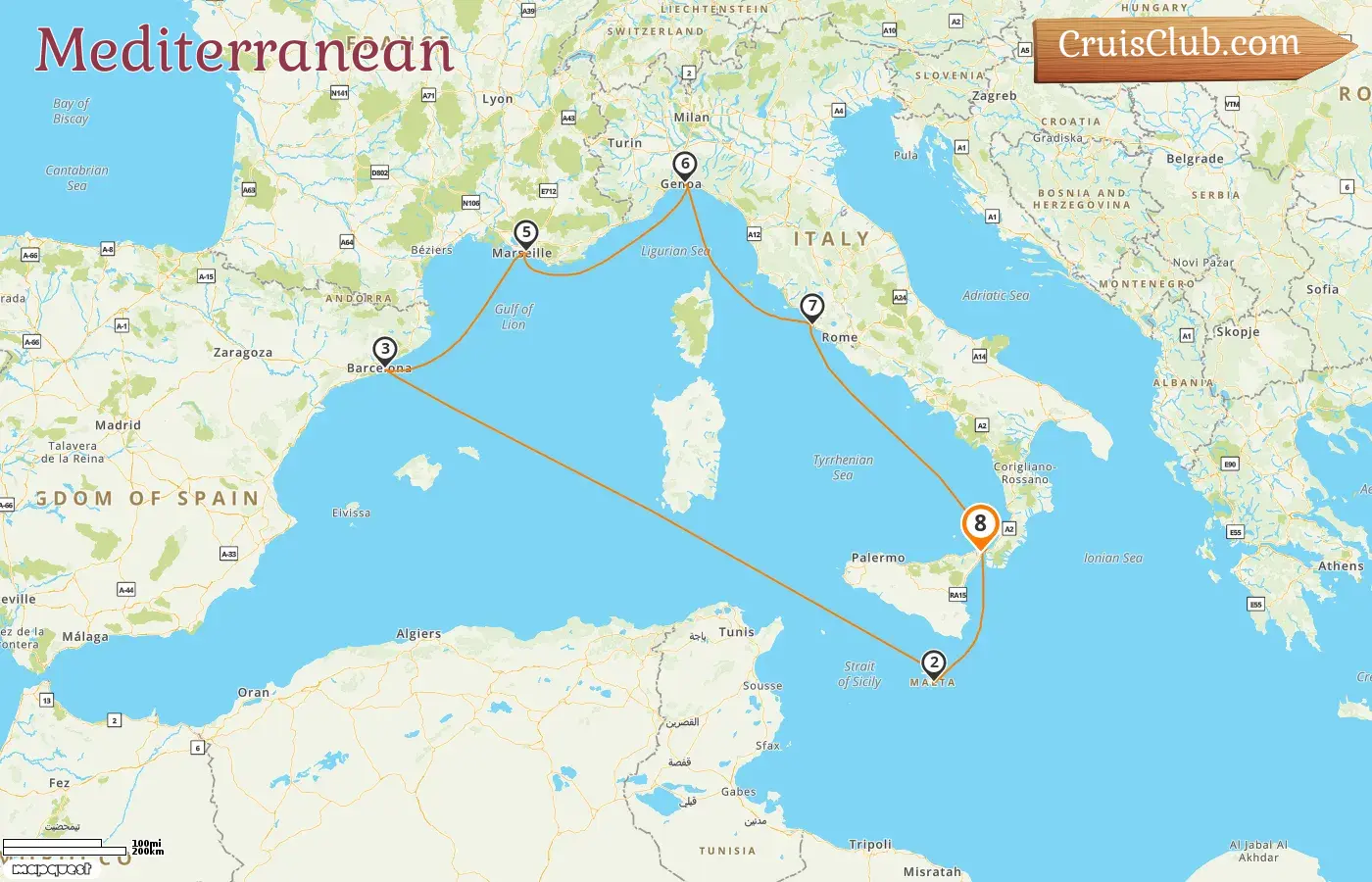 Cruise in the Mediterranean from Messina aboard MSC World Asia ship with visits to Italy, Malta, Spain, and France for 8 days