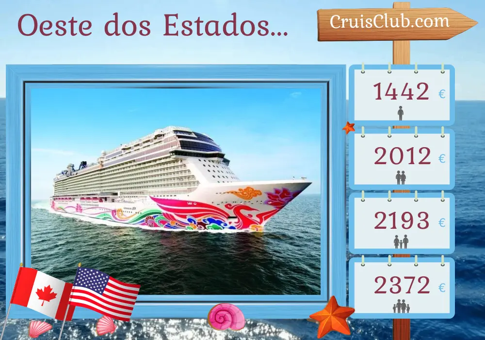 Cruzeiro na América Ocidental de Vancouver para Los Angeles a bordo do navio Norwegian Joy com visitas ao Canadá e EUA por 7 dias