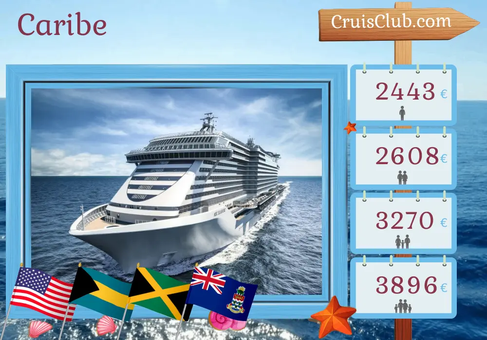 Cruzeiro no Caribe partindo de Port Canaveral / Orlando a bordo do navio MSC Seashore com visitas aos EUA, Bahamas, Jamaica e Ilhas Cayman por 12 dias