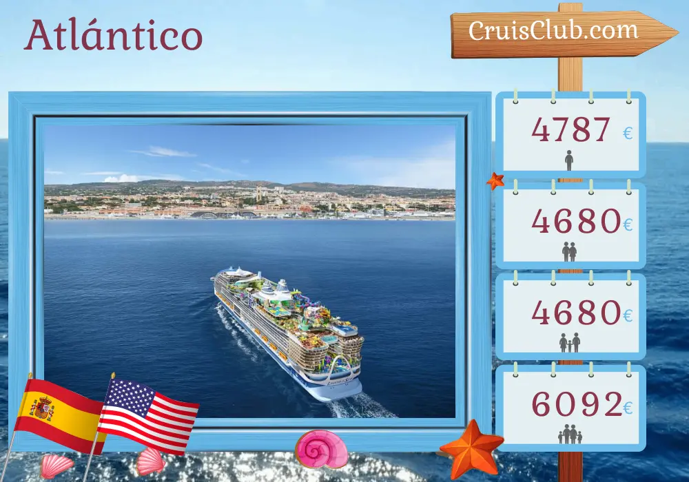 Crucero en el Transatlántico desde Barcelona a Fort Lauderdale a bordo del barco Legend of the Seas con visitas a España y Estados Unidos durante 14 días