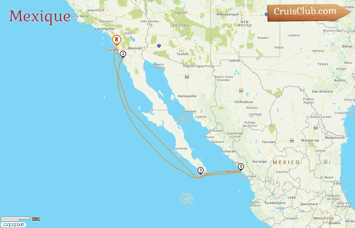 Croisière au Mexique au départ de San Diego à bord du navire Serenade of the Seas avec des escales aux États-Unis et au Mexique pendant 8 jours
