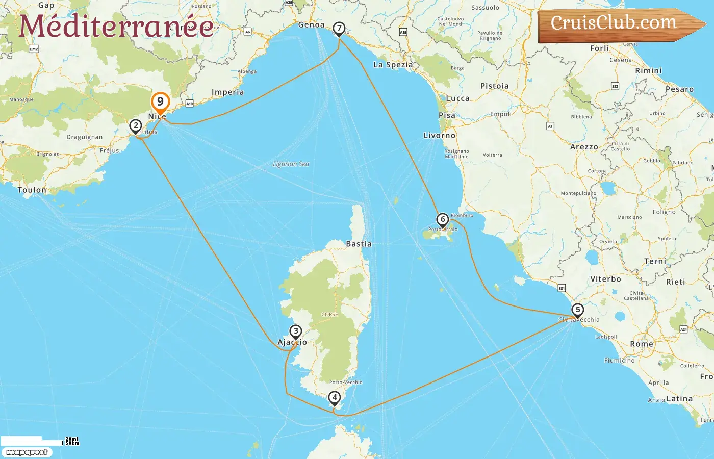 Croisière en Méditerranée au départ de Nice à bord du navire Le Dumont d`Urville avec visites en France et en Italie pendant 9 jours