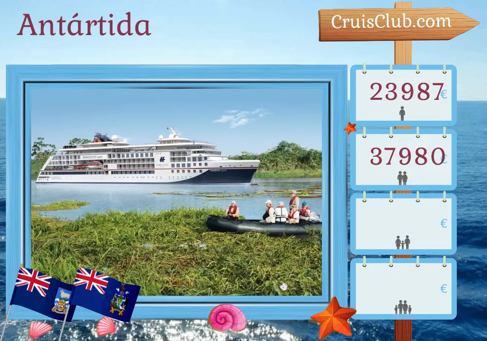 Cruzeiro na Antártida a partir de Ushuaia a bordo do navio HANSEATIC spirit com visitas à Argentina e Ilhas Falkland por 21 dias