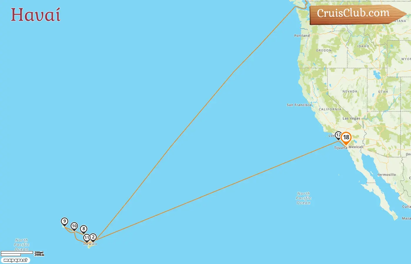 Cruzeiro no Havaí de Vancouver para San Diego a bordo do navio Koningsdam com visitas ao Canadá e EUA por 18 dias