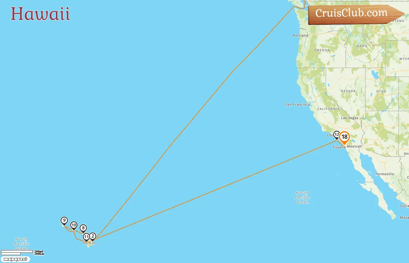 Cruise in the Hawaii from Vancouver to San Diego aboard Koningsdam ship with visits to Canada and USA for 18 days