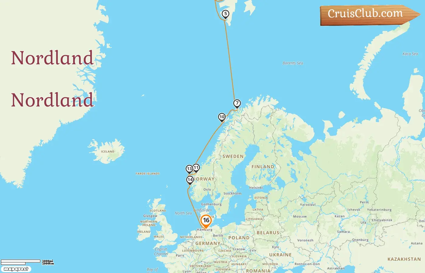 Cruzeiro no Norte de Longyearbyen a Hamburgo a bordo do navio HANSEATIC nature com visitas à Noruega e Alemanha por 16 dias